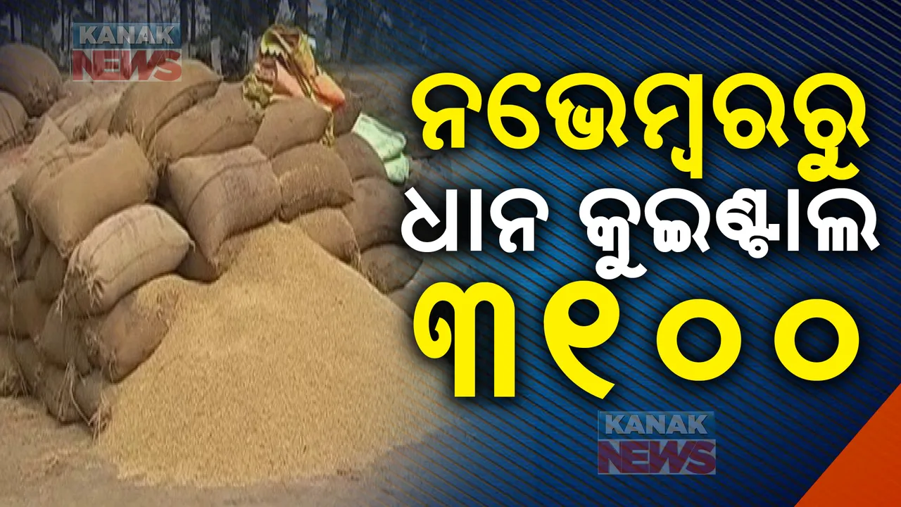  ନଭେମ୍ବରରୁ ଧାନ କ୍ୱିଣ୍ଟାଲ ୩୧୦୦ ଟଙ୍କା ; ଚାଷୀଙ୍କୁ ମିଳିବ କ୍ୱିଣ୍ଟାଲ ପିଛା ଏମଏସପିଠାରୁ  ଅଧିକ ୮୦୦ ଟଙ୍କା