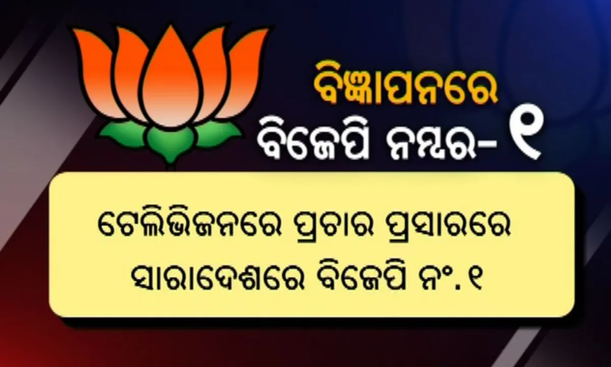  ନିର୍ବାଚନୀ ଋତୁରେ ଚାଲିଛି ପ୍ରଚାର ପ୍ରତିଯୋଗିତା : ଟେଲିଭିଜନରେ ପ୍ରଚାର ପ୍ରସାରରେ ସାରା ଦେଶରେ ଏକ ନମ୍ବର ବିଜେପି