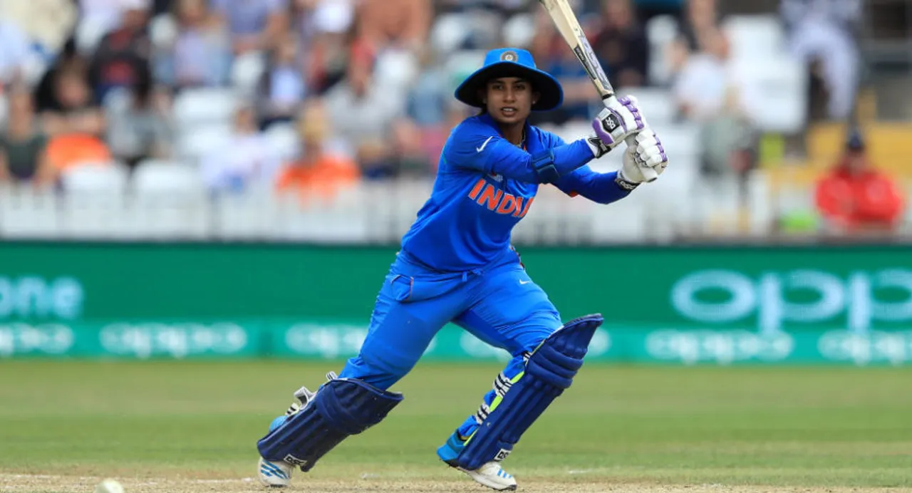  DERBY, ENGLAND - JUNE 24:  Mithali Raj of India bats during the England v India group stage match at the ICC Women's World Cup 2017 at The 3aaa County Ground on June 24, 2017 in Derby, England.  (Photo by Richard Heathcote/Getty Images) 