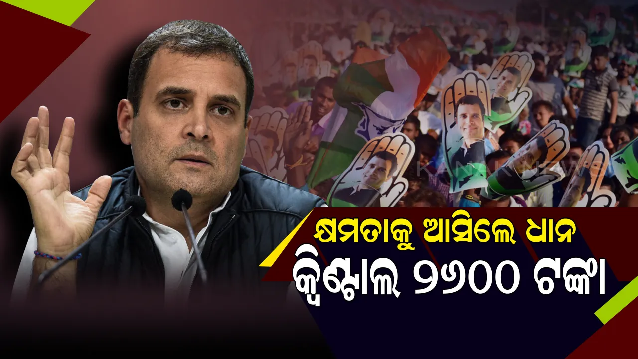  ଓଡିଶାରେ କଂଗ୍ରେସ କ୍ଷମତାକୁ ଆସିଲେ ଧାନ କ୍ୱିଟାଲ ପିଛା ଦର ହେବ ୨୬୦୦ ଟଙ୍କା । ଗରୀବଙ୍କ ଆକାଉଂଟକୁ ଯିବ ସର୍ବନିମ୍ନ ଆୟ ।