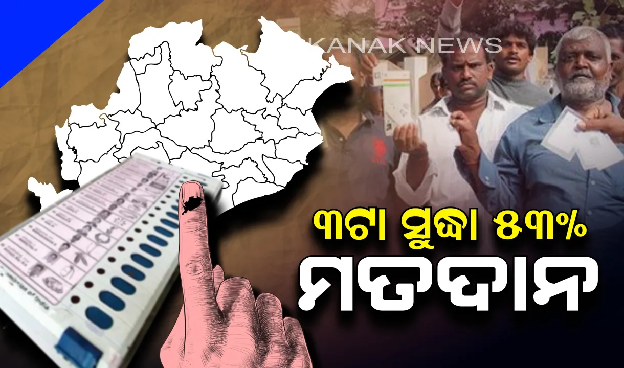  ଭୋଟ ଦେଉଛି ଓଡ଼ିଶା : ଦିନ ୩ଟା ସୁଦ୍ଧା ରାଜ୍ୟରେ ୫୩ ପ୍ରତିଶତ ମତଦାନ