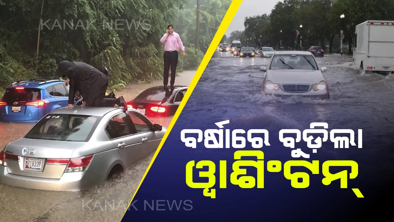  ୱାଶିଂଟନରେ ବନ୍ୟା : ସଡ଼କ ବୁଡ଼ିଲା କାର ଭାସିଲା, ହ୍ୱାଇଟ୍ ହାଉସ୍ ବେସମେଣ୍ଟରେ ପାଣି ପଶିଲା