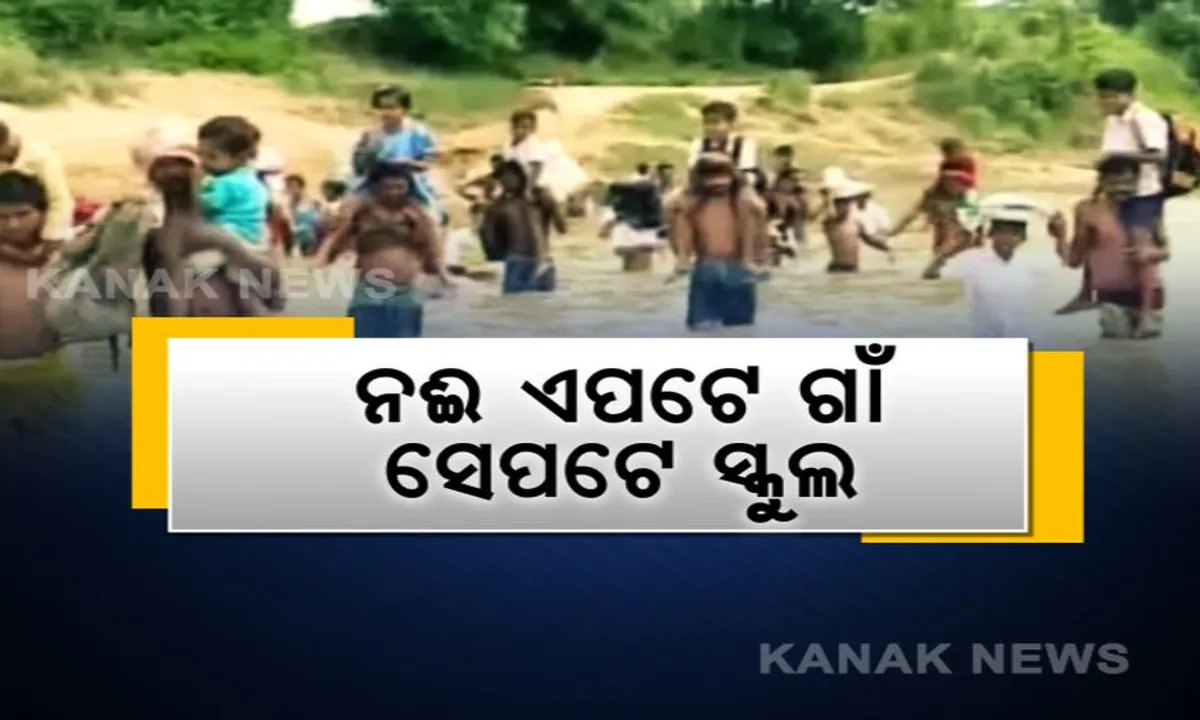  ନଈ ଏପଟେ ଗାଁ ସେପଟେ ସ୍କୁଲ । ନଦୀ ଭିତରେ ପିଲାଙ୍କ ଲମ୍ବା ଧାଡ଼ି, ପାଠ ପଢିବା ପାଇଁ ପ୍ରତିଦିନ ପାଣି ପାରି ହେଉଛନ୍ତି କୋମଳମତି ଛାତ୍ରଛାତ୍ରୀ ।