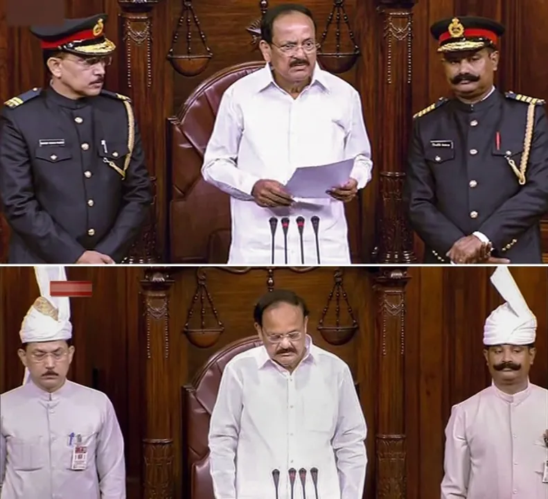  ରାଜ୍ୟସଭାରେ ପରିବର୍ତ୍ତନ ଋତୁ ! ୧୯୫୦ ମସିହା ପରେ ପ୍ରଥମଥର ପାଇଁ ବଦଳିଲା ରାଜ୍ୟସଭା ମାର୍ଶଲଙ୍କ ବେଶଭୂଷା , ଏବେ ଧୋତି-ପଗଡିରେ ନୁହଁ ସେନା କମାଣ୍ଡରଙ୍କ ଭଳି ପୋଷାକରେ ନଜର ଆସିବେ ମାର୍ଶଲ ।