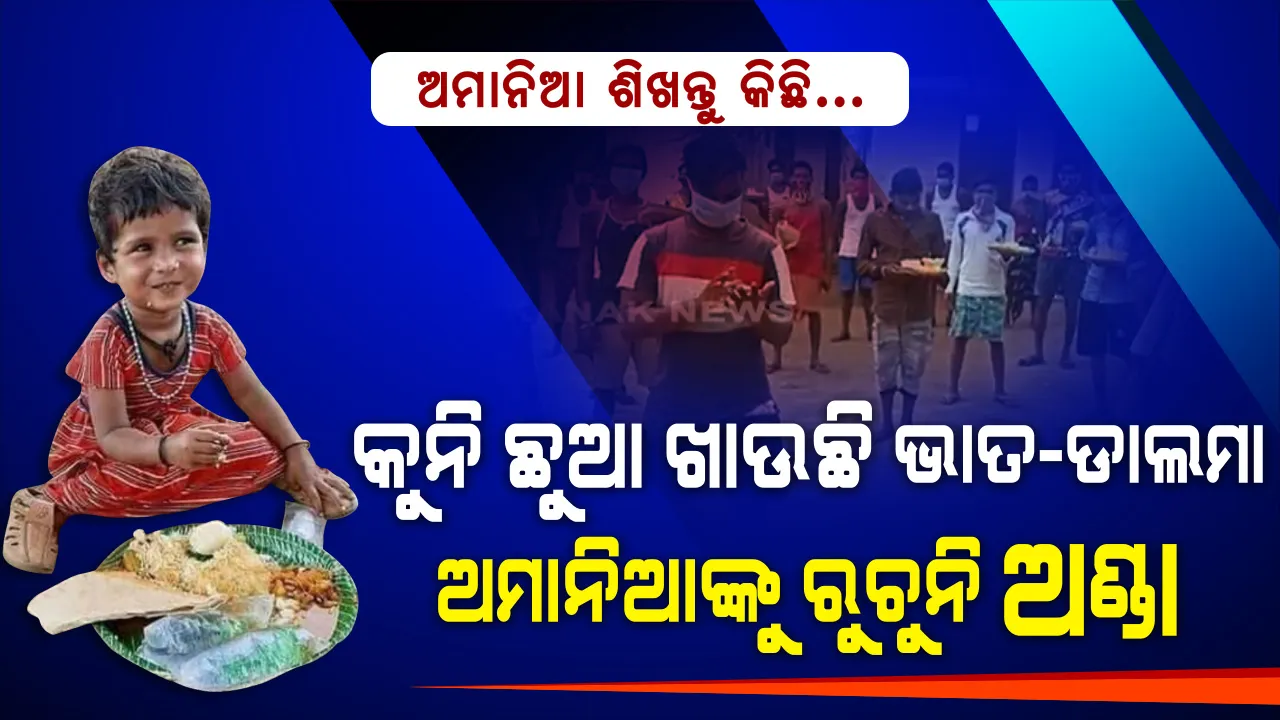  ମାଟି ଉପରେ ଭାତଡାଲମାକୁ ଭାରି ଆନନ୍ଦରେ ଖାଉଛି କୁନି ଝିଅ । କ୍ୱାରେଣ୍ଟିନ କେନ୍ଦ୍ରରେ ଅଣ୍ଡା ତରକାରୀ ଆଡ଼େଇ ଦେଉଛନ୍ତି ଅମାନିଆ । ସଙ୍ଗରୋଧ କେନ୍ଦ୍ରରେ ଖାଦ୍ୟରୁ ଖୁଣ ବାହାର କରୁଥିବା ଅମାନିଆ ଥରେ ଧୂଳିରେ ବସି ଖୁସିରେ ଖାଉଥିବା କୁନି ଝିଅକୁ ଦେଖନ୍ତୁ, ଖାଦ୍ୟର ମୂଲ୍ୟ ବୁଝନ୍ତୁ...