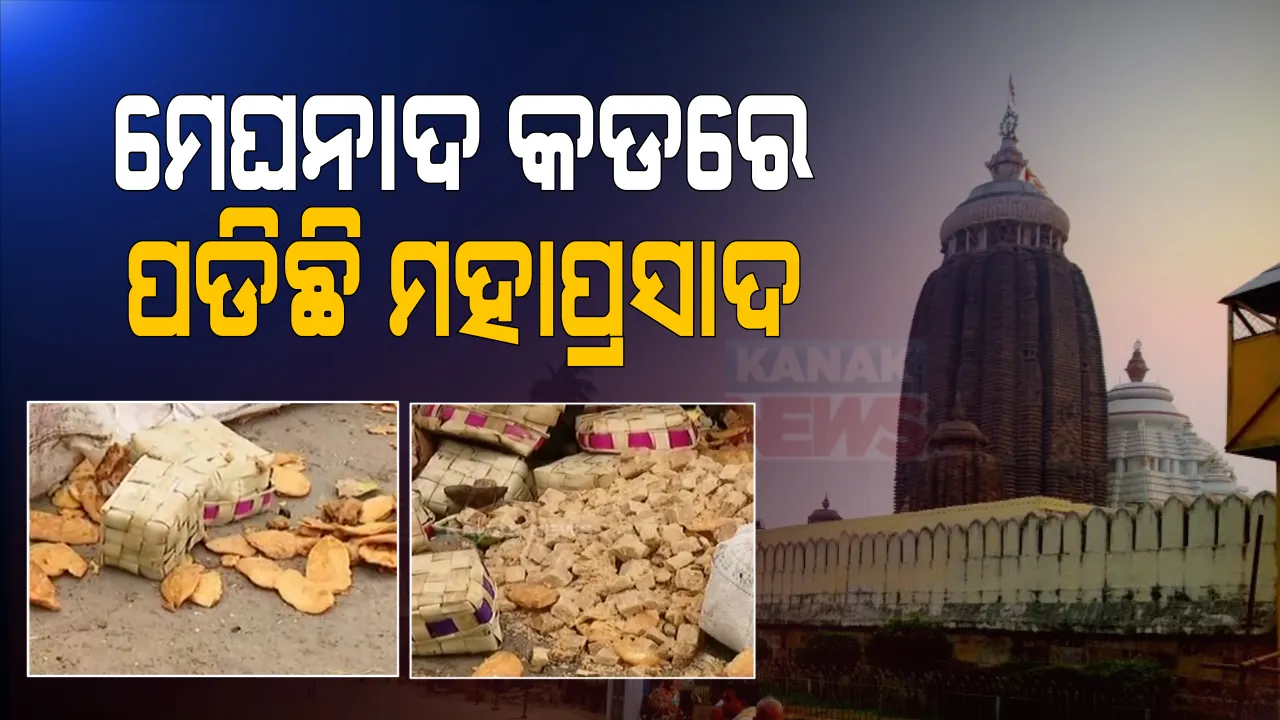  ମେଘନାଦ ପାଚେରୀ କଡରେ ପଡିରହିଛି କ୍ୱିଂଟାଲ କ୍ୱିଂଟାଲ ଶୁଖିଲା ମହାପ୍ରସାଦ । ଖଜା, ବଲ୍ଲଭ, ଲୁଣି ଖୁଡୁମା ଭୋଗ ସହ ତାଳପତ୍ର ପେଡିରେ ଭର୍ତ୍ତି ପ୍ରସାଦ : ଭକ୍ତଙ୍କ ମଧ୍ୟରେ ଅସନ୍ତୋଷ