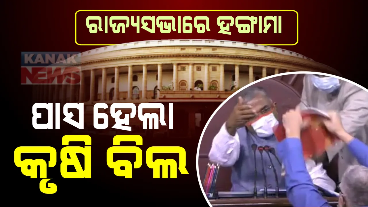  ରାଜ୍ୟସଭାରେ ପାସ ହେଲା କୃଷି ବିଲ : ଦୁଇଟି ବିଲ ଧ୍ୱନିମତରେ ପାସ୍ ହୋଇଛି ; ଗୃହରେ ହଙ୍ଗାମା କଲେ ବିରୋଧୀ ସାଂସଦ