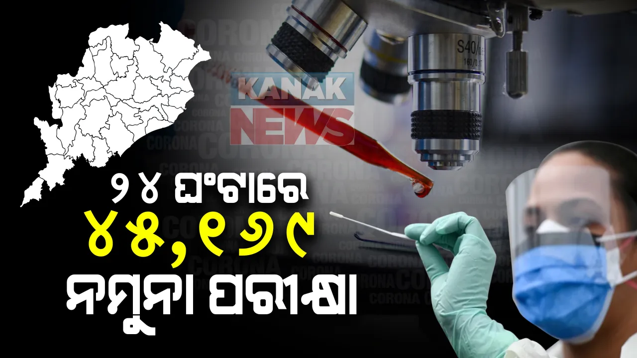  କରୋନା : ଗତ ୨୪ ଘଣ୍ଟାରେ ୪୫,୧୬୯ କରୋନା ନମୁନା ପରୀକ୍ଷା