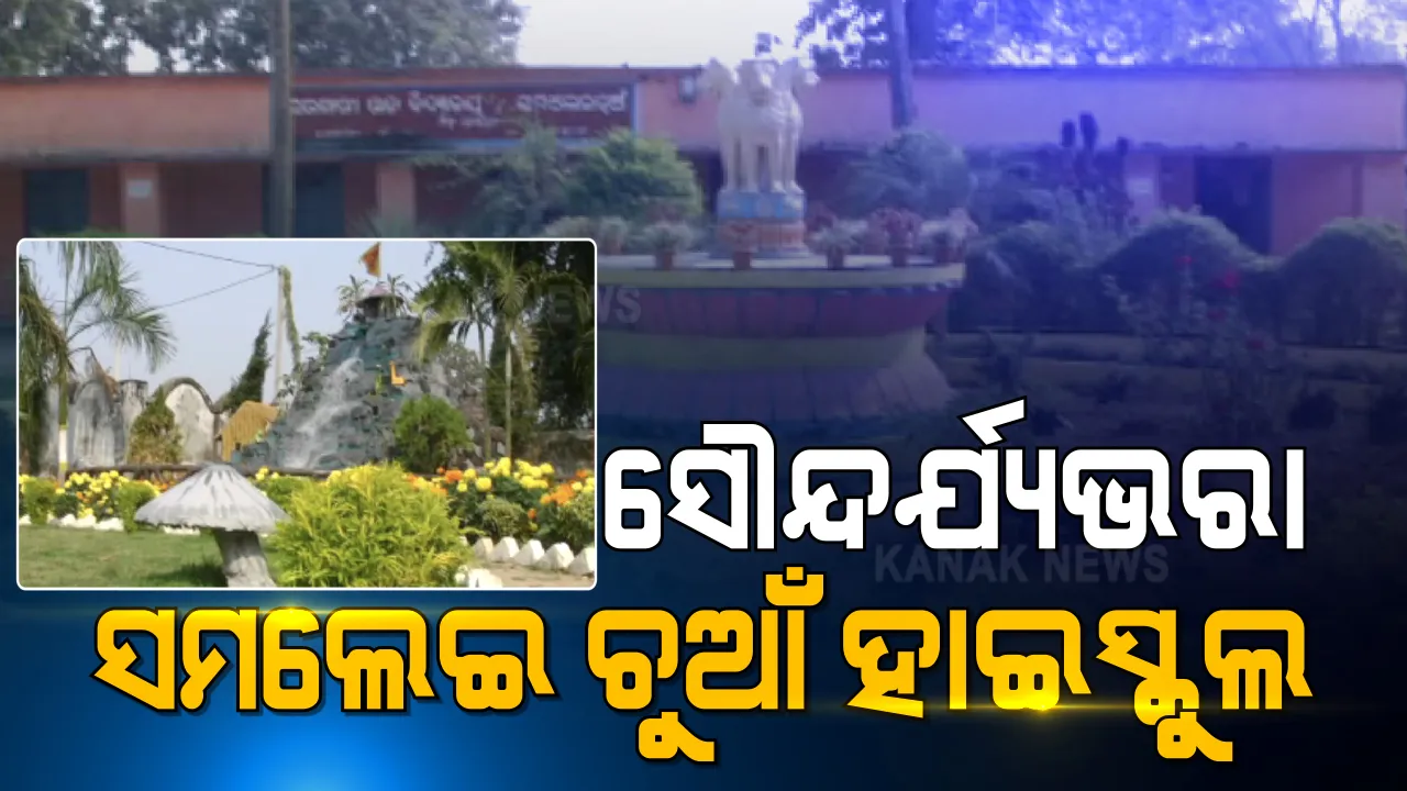  ଭାରି ସୁନ୍ଦର ଦିଶୁଛି ସମଲେଇ ଚୁଆଁ ହାଇସ୍କୁଲ । ରଙ୍ଗବେରଙ୍ଗର ଫୁଲଗଛ ସହ ବିଦ୍ୟାଳୟ ଅଗଣାରେ ଝରଣା ଯାଉଛି ବହି ।