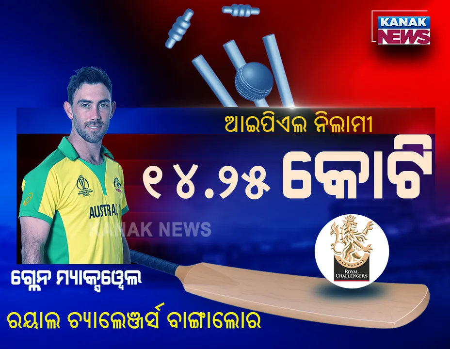  ଆରସିବିକୁ ଆସିଲେ ଗ୍ଲେନ୍ ମ୍ୟାକ୍ସୱେଲ । ୧୪.୨୫କୋଟିରେ କିଣିଲା ବାଙ୍ଗାଲୋର ।