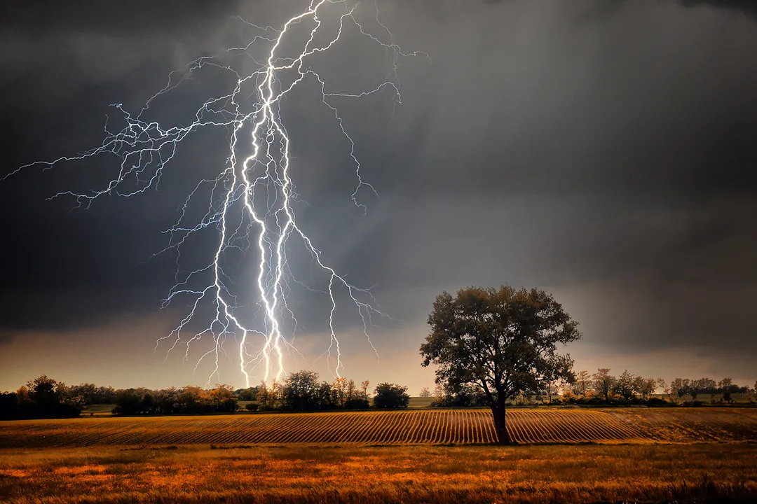  Lightning over field 