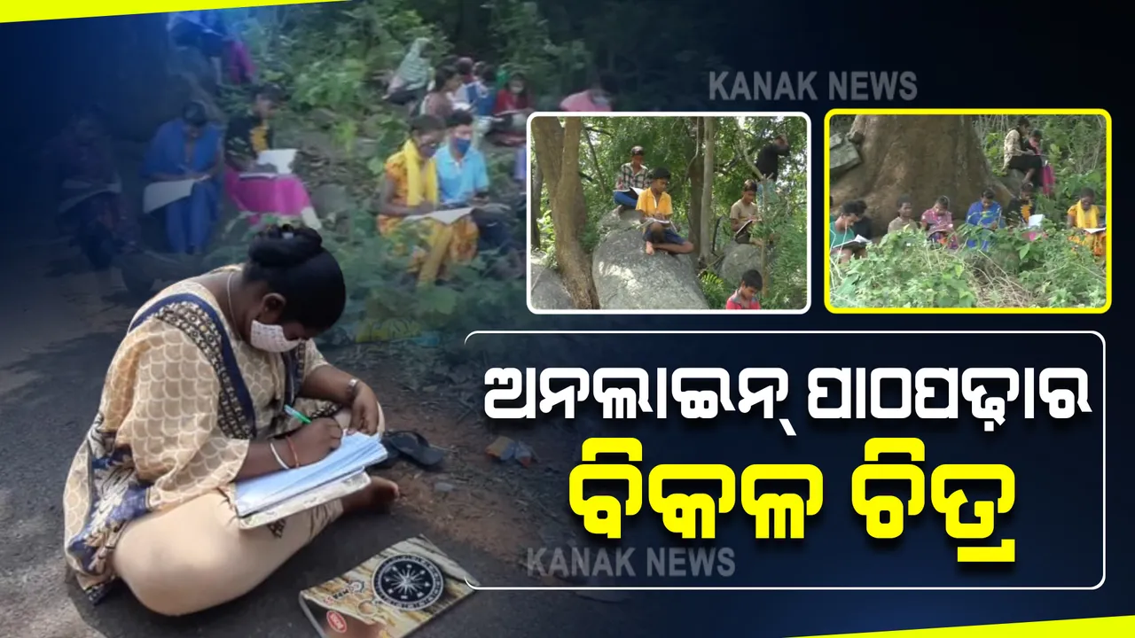  ନେଟୱର୍କ ଯେଉଁଠି ପାଠପଢ଼ା ସେଇଠି । ପାହାଡ ଚଢି ପିଲା ପଢୁଛନ୍ତି ୟୁ-ଟ୍ୟୁବ ପାଠ । ରାଜ୍ୟର ବିଭିନ୍ନ ଭାଗରୁ ଆସୁଛି ଅନଲାଇନ ପାଠପଢ଼ାର ବିକଳ ଚିତ୍ର