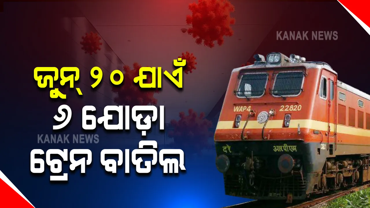  କରୋନା ସଂକ୍ରମଣକୁ ଦୃଷ୍ଟିରେ ରଖି ବାତିଲ୍ ହେଲା ଟ୍ରେନ : ଜୁନ୍ ୨୦ ଯାଏଁ ୬ ଯୋଡା ପାସେଂଜର ଟ୍ରେନକୁ ବାତିଲ କଲା ପୂର୍ବତଟ ରେଳବାଇ