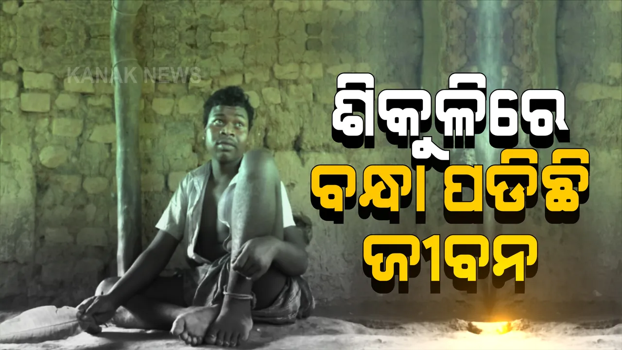  ଶିକୁଳିରେ ବନ୍ଧା ପଡିଛି ଜୀବନ । ଅର୍ଥ ଅଭାବରୁ ମାନସିକ ବିକାଗ୍ରସ୍ତ ପୁଅର ଚିକିତ୍ସା କରାଇ ପାରୁନି ଗରିବ ପରିବାର ।
