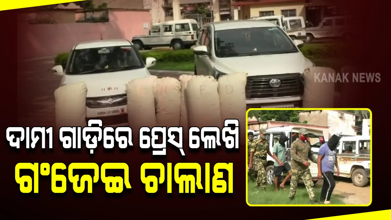  ଗାଡ଼ିରେ ପ୍ରେସ ଲେଖି ଗଞ୍ଜେଇ ଚୋରାଚାଲାଣ : ବରଗଡ଼ରୁ ରାୟପୁର ଯାଉଥିବା ବେଳେ ୧୨ ଲକ୍ଷର ଗଞ୍ଜେଇ ଜବତ