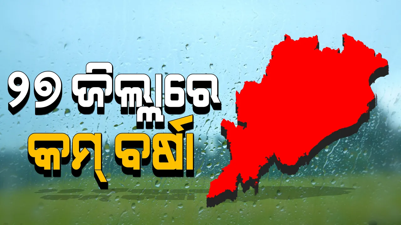  ରାଜ୍ୟର ୨୭ ଜିଲ୍ଲାରେ କମ୍ ବୃଷ୍ଟିପାତ ନେଇ ପାଣିପାଗ ବିଭାଗର ସୂଚନା । ଜୁନରୁ ଅଗଷ୍ଟ ମାସରେ ୩୦ ପ୍ରତିଶତ କମ୍ ବର୍ଷା । ୫ଜିଲ୍ଲାରେ ୪୦ ପ୍ରତିଶତରୁ କମ୍ ବର୍ଷିଛି ମୌସୁମୀ ।