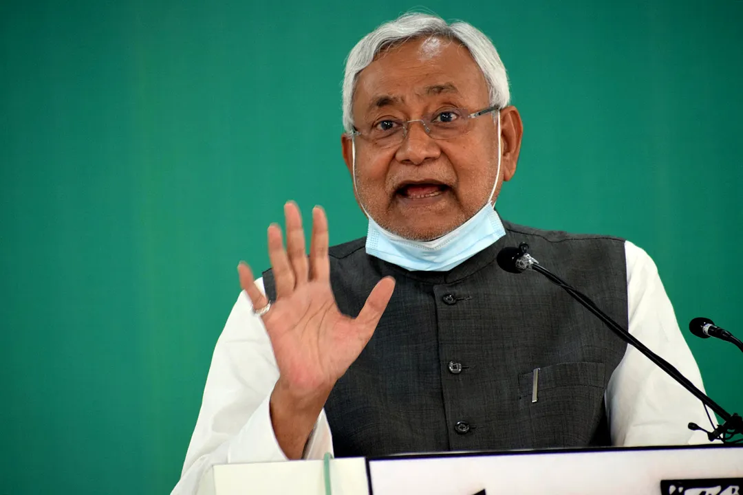 Bihar, Sept 07 (ANI): Bihar Chief Minister Nitish Kumar addresses a virtual rally at the JD-U office, in Patna on Monday. (ANI Photo) 