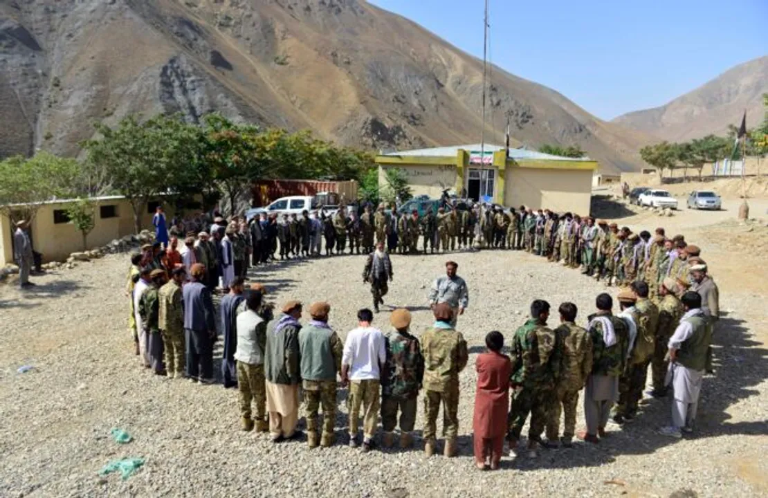  Panjshir: Militiamen loyal to Ahmad Massoud, son of the late Ahmad Shah Massoud, take part in a training exercise, in Panjshir province, northeastern Afghanistan, Monday, Aug. 30, 2021. The Panjshir Valley is the last region not under Taliban control following their stunning blitz across Afghanistan. Local fighters held off the Soviets in the 1980s and the Taliban a decade later under the leadership of Ahmad Shah Massoud, a guerrilla fighter who attained near-mythic status before he was killed in a suicide bombing in 2001. AP/PTI Photo(AP08_30_2021_000135B) 