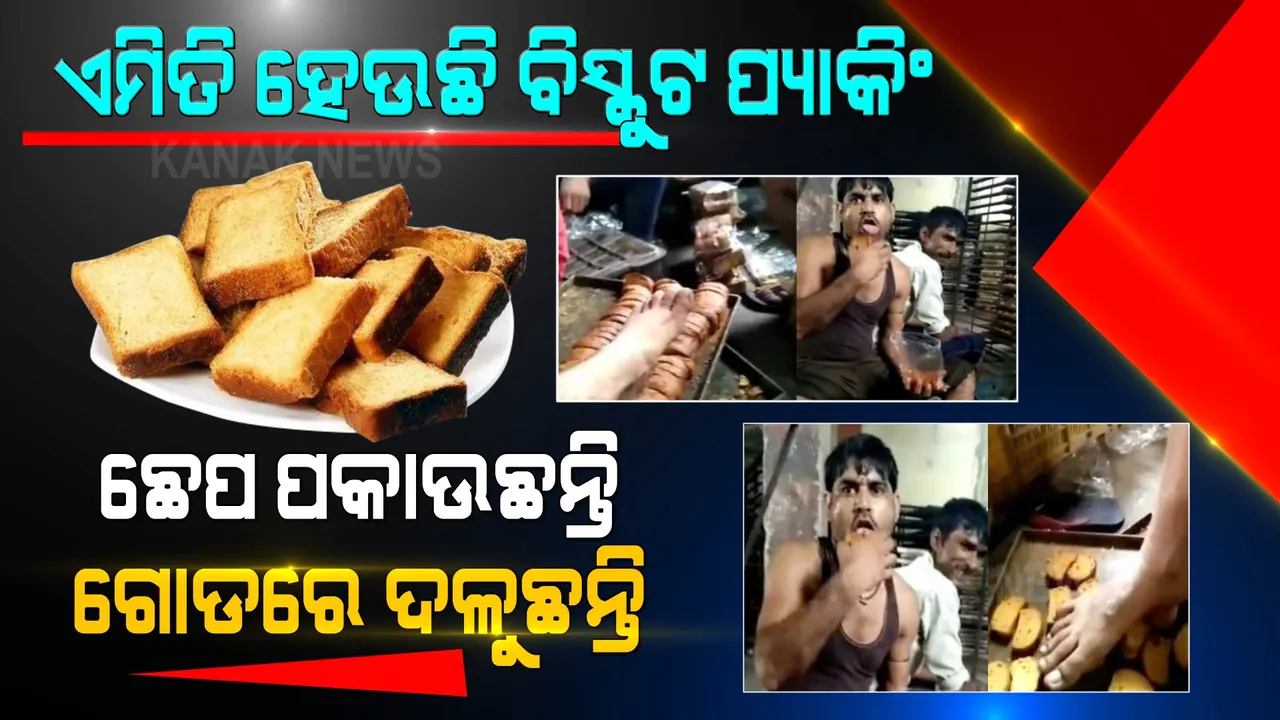  ଆଗ ଛେପ ମାରି ଅଇଁଠା କରୁଛନ୍ତି, ପରେ ପ୍ୟାକିଂ କରି ବିକୁଛନ୍ତି । କେମିତି ଗୋଡରେ ଦଳାଯାଉଛି ଟୋଷ୍ଟ ବିସ୍କୁଟ, ଭିଡ଼ିଓ ଦେଖିଲେ ଆଉ ଇଚ୍ଛା କରିବେନି ଖାଇବାକୁ?