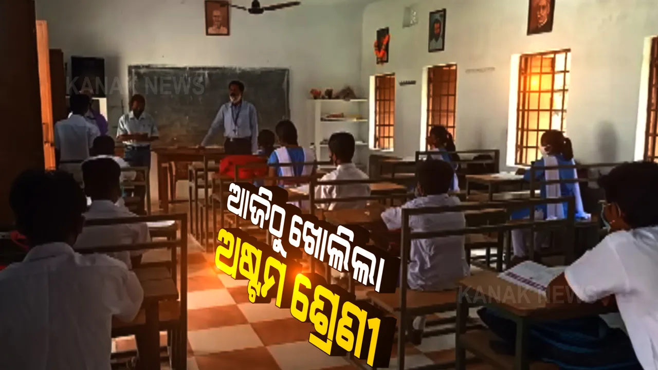  ଦେଢ ବର୍ଷ ପରେ ସ୍କୁଲକୁ ଆସିଲେ ଅଷ୍ଟମ ଶ୍ରେଣୀ ପିଲା । ଫୁଲ, ଚନ୍ଦନ ଦେଇ ଛାତ୍ରଛାତ୍ରୀଙ୍କୁ ସ୍ୱାଗତ କଲେ ଶିକ୍ଷକ ଶିକ୍ଷୟିତ୍ରୀ ।