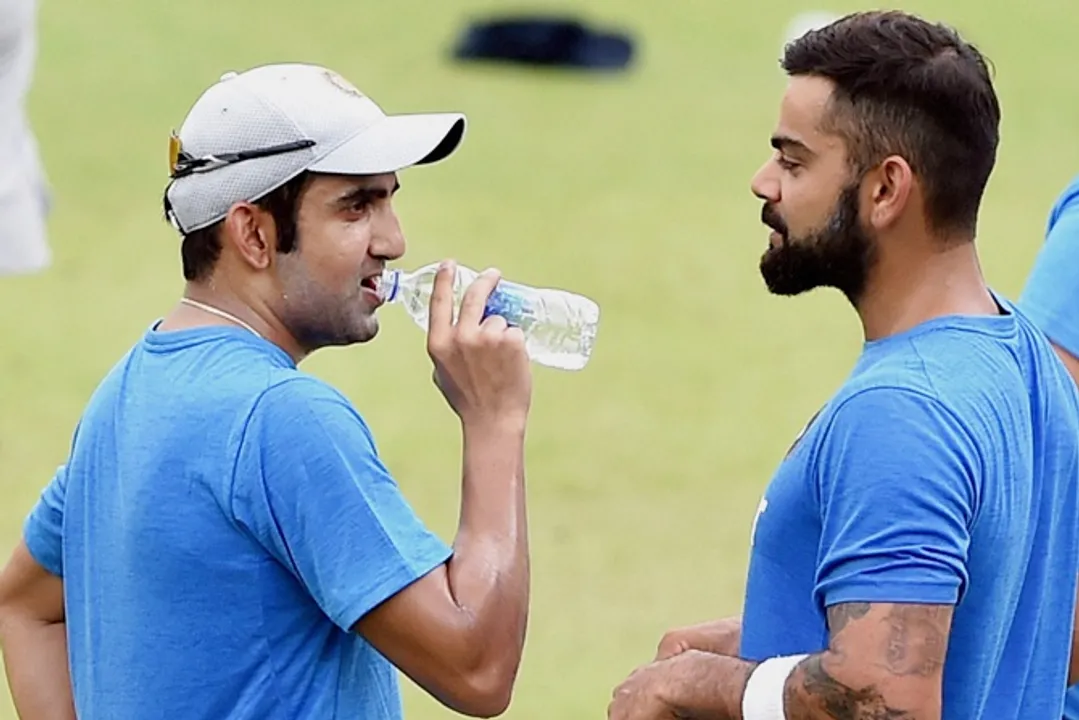  Kolkata: Virat Kohli and Gautam Gambhir  at a training session at Eden Garden in Kolkata on Thursday on the eve of 2nd Test Match against New Zealand. PTI Photo by Swapan Mahapatra (PTI9_29_2016_000119B) 