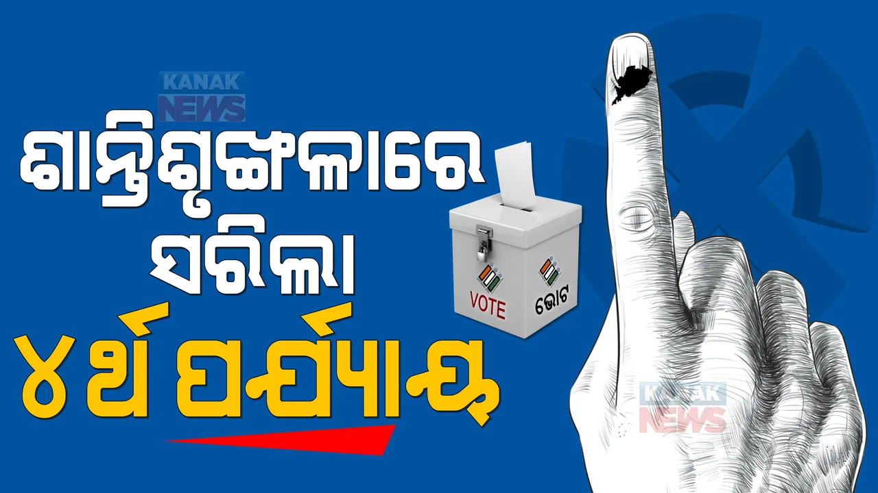  ଶାନ୍ତିଶୃଙ୍ଖଳାର ସହ ସରିଲା ଚତୁର୍ଥ ପର୍ଯ୍ୟାୟ ମତଦାନ : ଦିନ ୧୨ଟା ସୁଦ୍ଧା ହୋଇଛି ୪୫ ପ୍ରତିଶତ ଭୋଟ