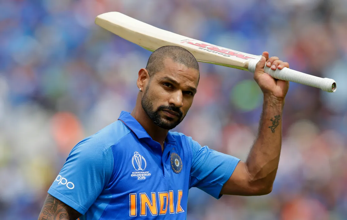  LONDON, ENGLAND - JUNE 09: Shikhar Dhawan of India walks off after being caught out during the Group Stage match of the ICC Cricket World Cup 2019 between India and Australia at The Oval on June 9, 2019 in London, England. (Photo by Henry Browne/Getty Images) 