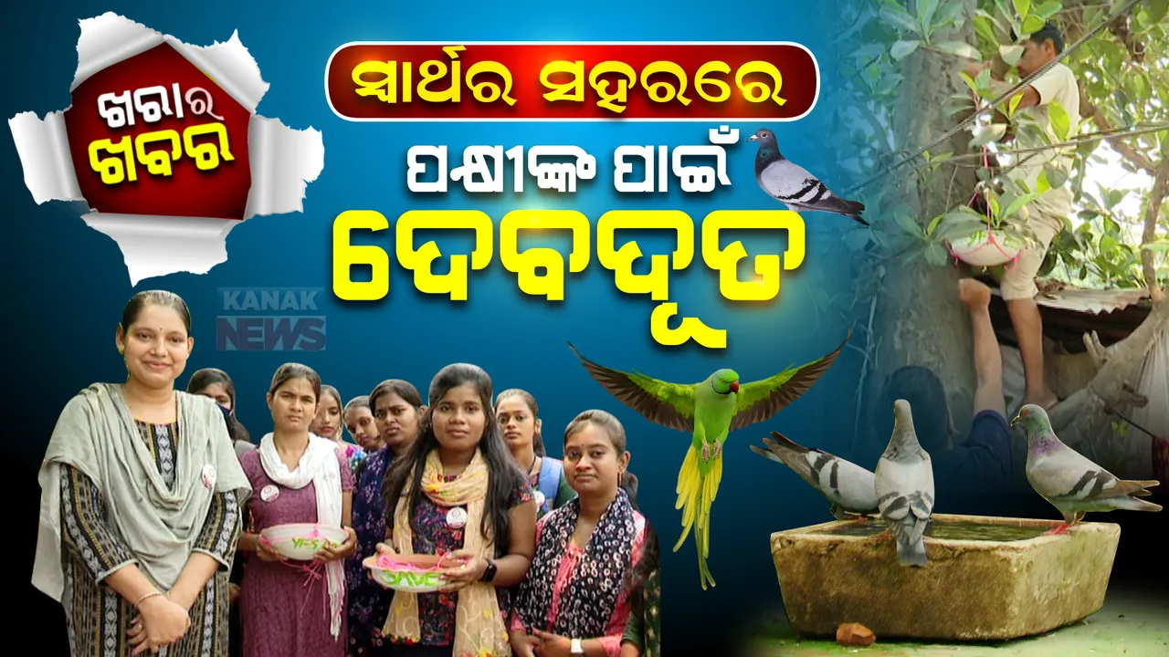  ଡହଡହ ଖରାରେ ପକ୍ଷୀମାନେ ଶୋଷିଲା ରହିବେନି ବୋଲି... ଭୁବନେଶ୍ୱରର ବିଭିନ୍ନ ଗଛରେ ପାଣିପାତ୍ର ବାନ୍ଧୁଛନ୍ତି ପକ୍ଷୀପ୍ରେମୀ ।