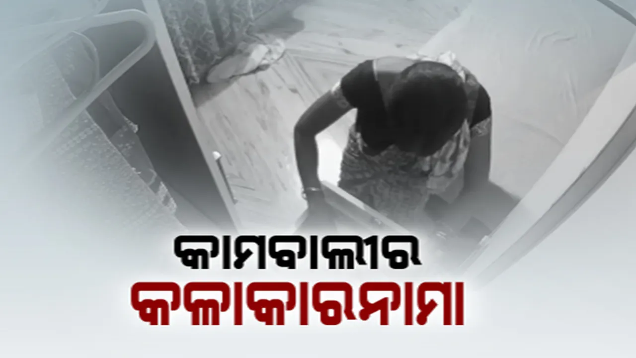  ଘରେ କେହି ନଥିବା ବେଳେ ଆଲମିରା ଖୋଲି ଲକ୍ଷେ ଟଙ୍କା ଚୋରିକଲା କାମବାଲି । ସିସିଟିଭିରେ କଏଦ ହେଲା ଟଙ୍କା ଗଣିବାର ଦୃଶ୍ୟ
