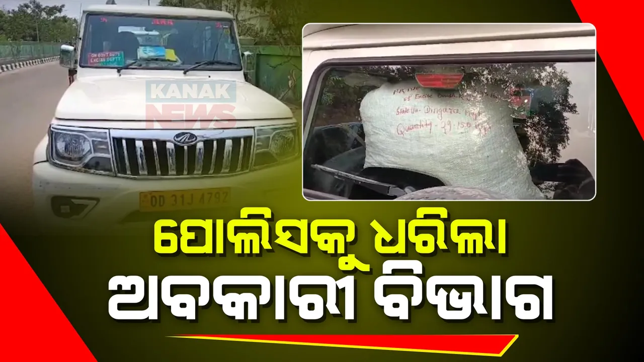  ପୋଲିସକୁ ଧରିଲା ଅବକାରୀ ବିଭାଗ । ଗଞ୍ଜେଇ ଚାଲାଣ କରୁଥିବା ବେଳେ ଧରାପଡ଼ିଲେ ବୌଦ୍ଧର ଡିଭିଏଫ୍ ଯବାନ  ।  