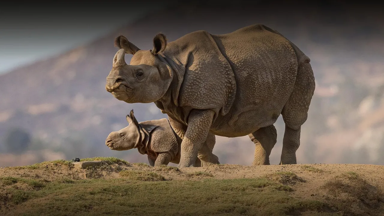 one-horned rhinos