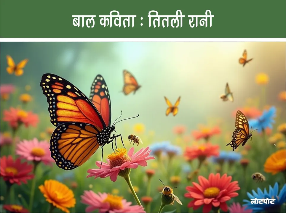 bal kavita titli rani hindi kids poem butterfly