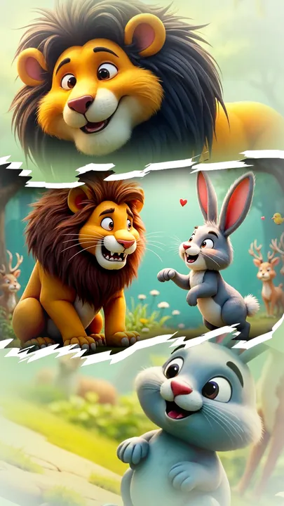The cheeky rabbit helped the lion king (1)