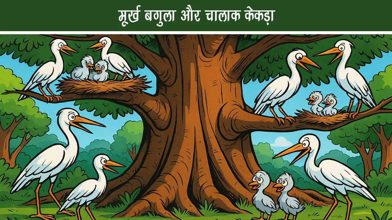 Stupid heron and clever crab story of a forest