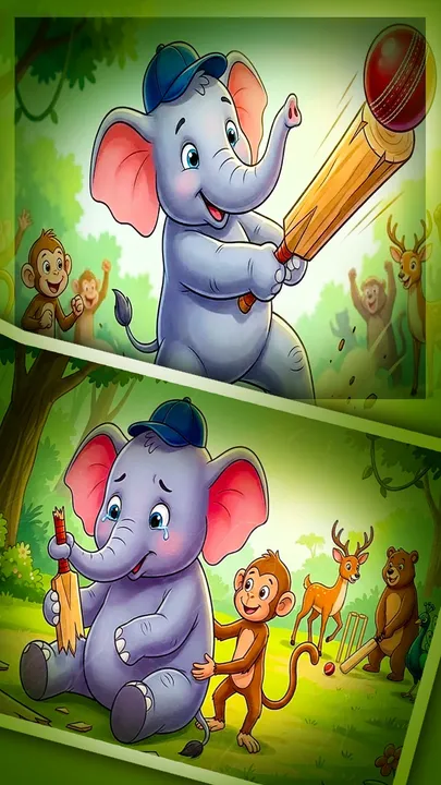 hathi ka cricket bat jungle story hindi (1)