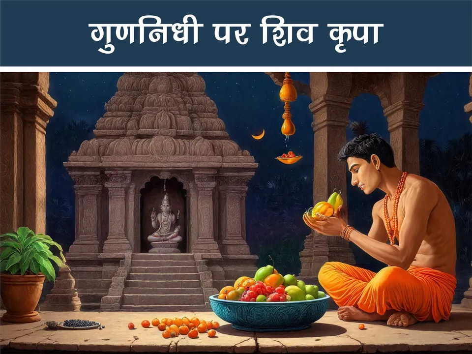 cartoon image of a brahmin in temple