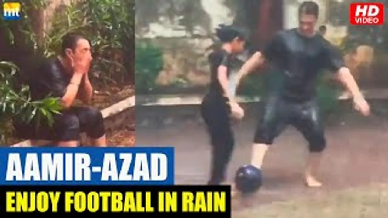 Aamir Khan's Son Azad Beats Him At Football As They Enjoy Playing It In Mumbai Rain