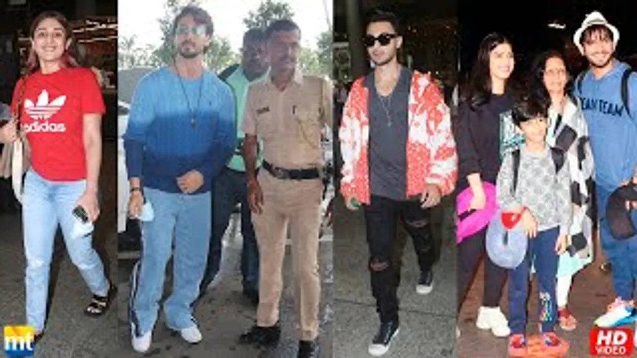 Tiger Shroff Clicked With Jawaan, Macho Man Aayush Sharma, Cute Dhvani Bhanushali And Arjun Bijlani With His Family At The Airport