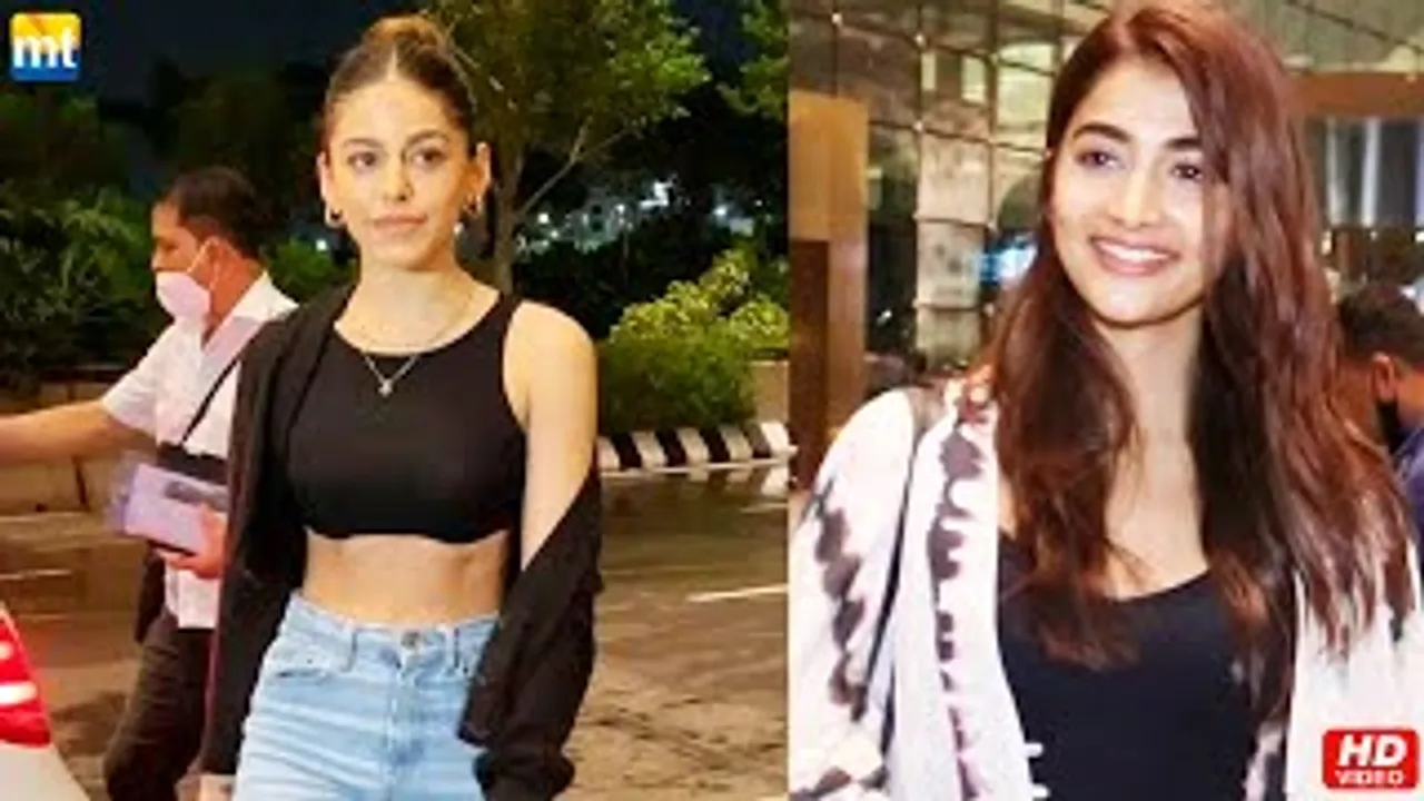 Pooja Hegde Leaves For Shoot Of Mahesh Babu's SSMB 28, Alaya F Flaunts Her Abs In Black Sleevless