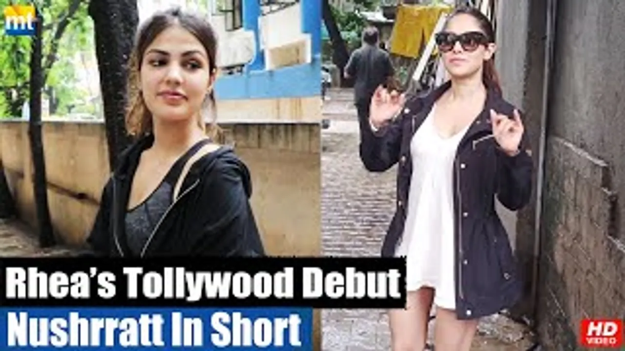 Rhea Chakraborty Papped Amidst Her Tollywood Debut News, Nushrratt Bharuccha Smiles In White Shorts & Jacket