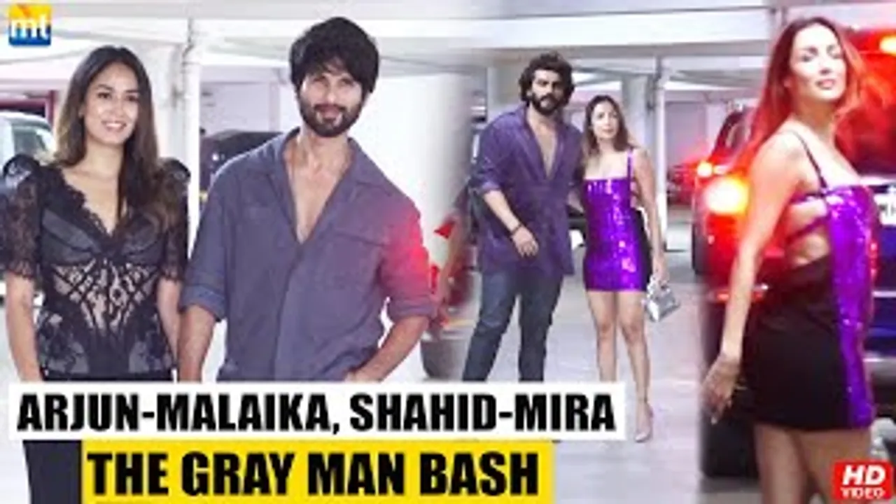 Malaika Arora stuns in Dark Violet Short with Arjun Kapoor, Shahid Kapoor-Mira Kapoor At Ritesh Sidhwani's Party For Russo Brothers