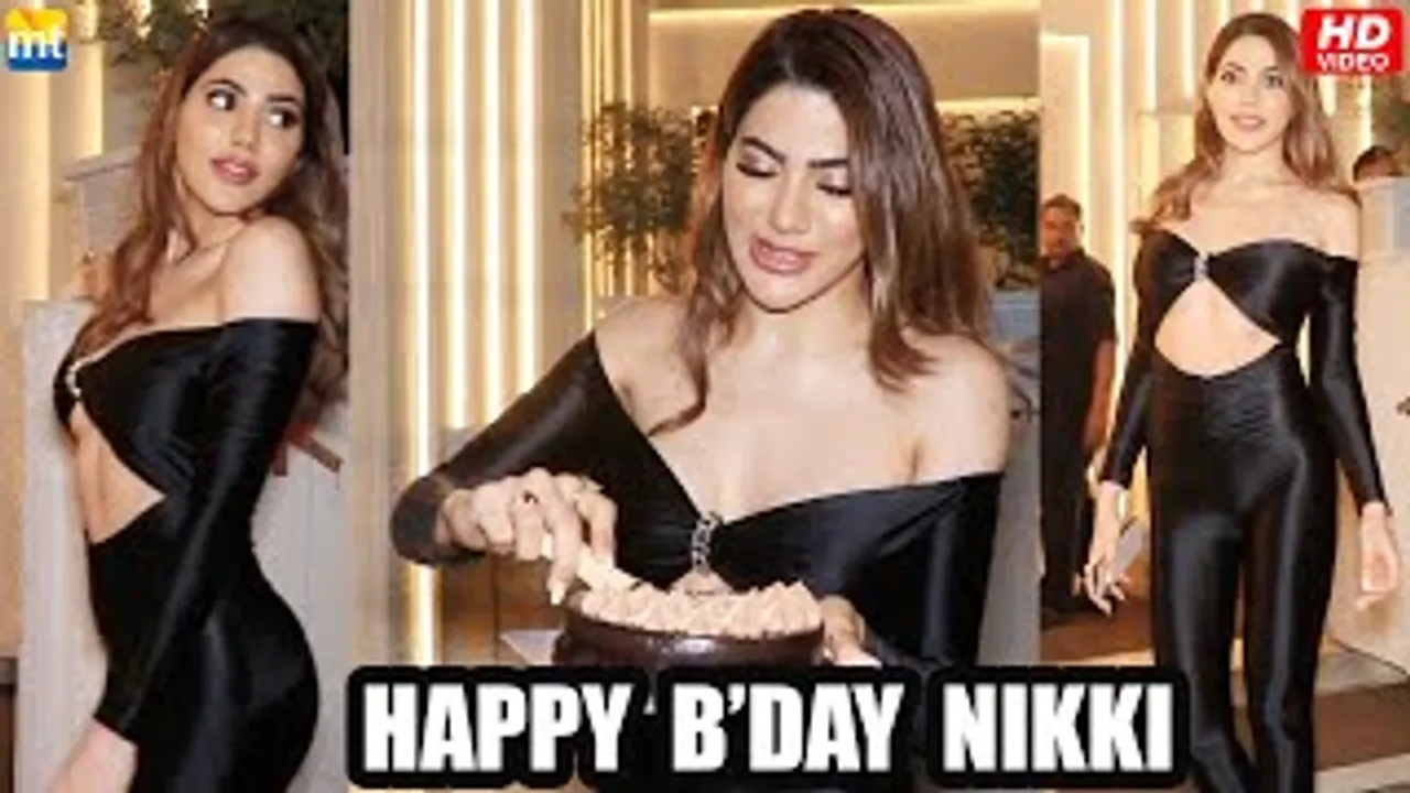 Birthday Girl Nikki Tamboli looks stunning in black, Cake Cutting with Friends & Paps on road