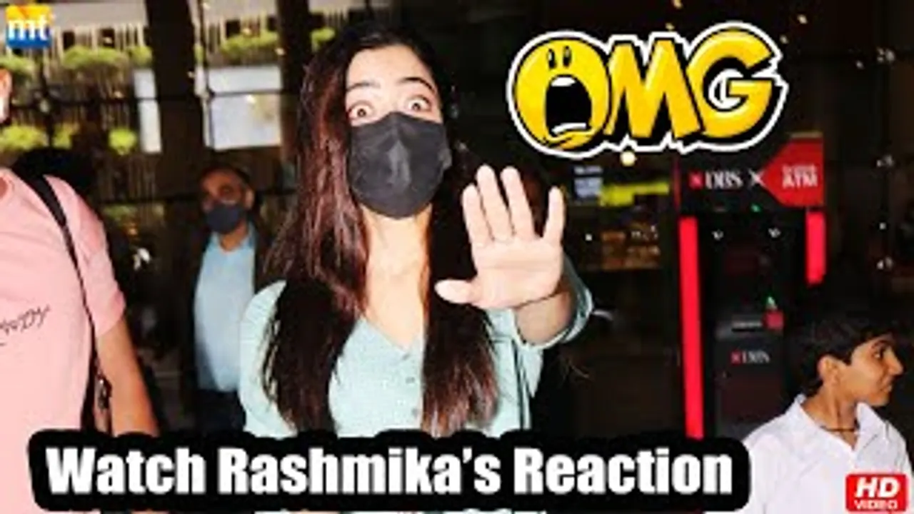 Watch Rashmika Mandanna's reaction when paps fall into each other while spotting her at airport