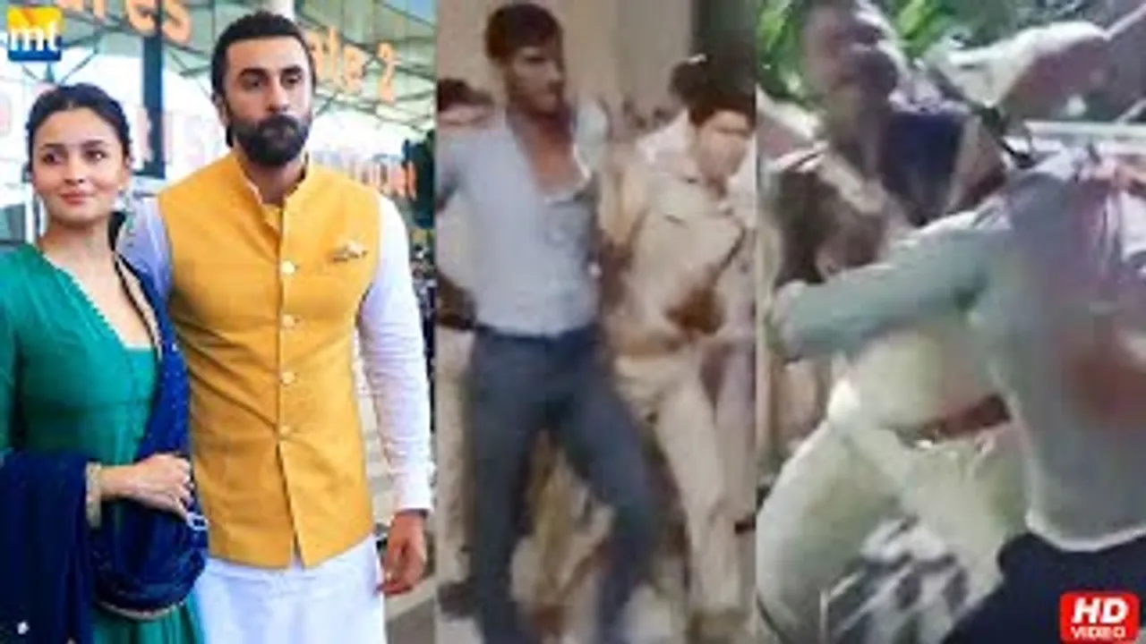 A Bajrang Dal Activists beaten by Police for protesting against Ranbir Kapoor & Alia Bhatt in Ujjain