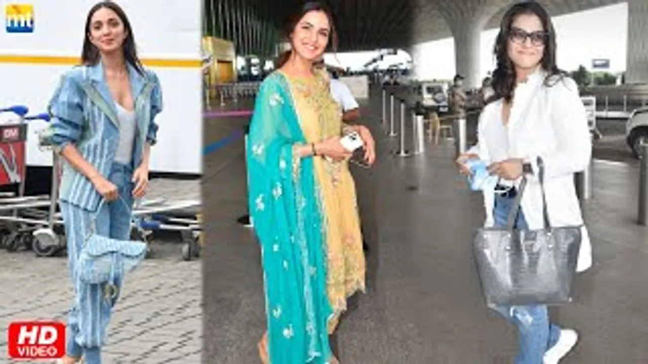 Kiara Advani in denim, Kajol in casuals, Jasmin Bhasin in salwar suit at airport
