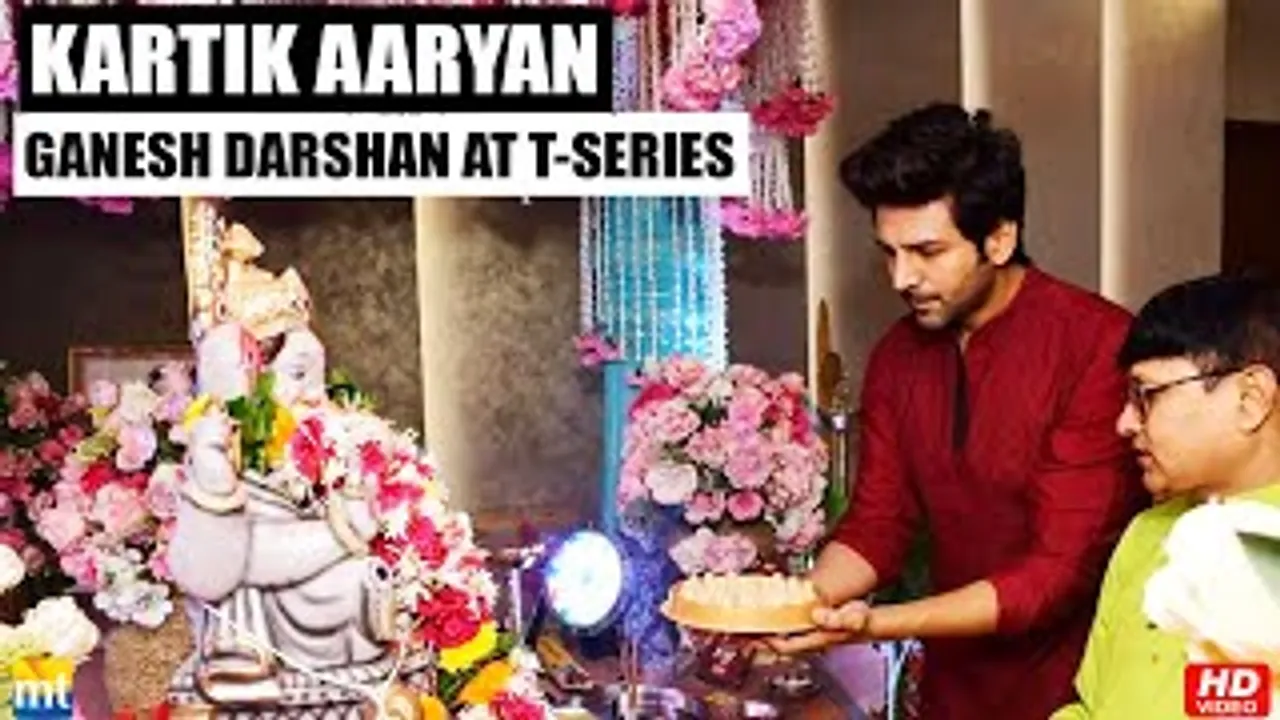 Kartik Aaryan celebrates joyous occasion of Ganpati, seeks darshan of Ganesha at T-Series Office