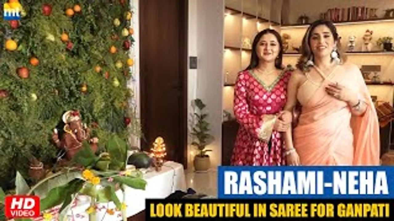 Rashami Desai & Neha Bhasin look beautiful in Saree arrive for Ganpati Darshan