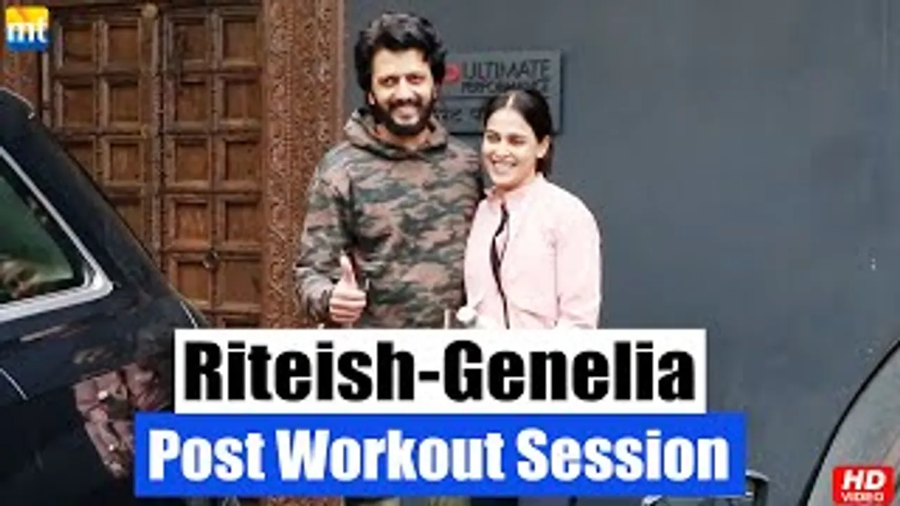 Cutie Couple Riteish Deshmukh & Genelia D'Souza poses for paps after workout session