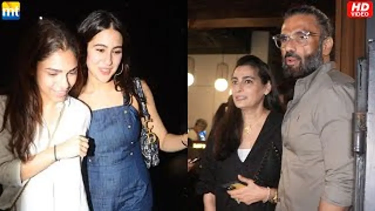 Sara Ali Khan in Blue Jumpsuit with her new BFF Sharmin Segal, Anna Suniel Shetty at restaurant