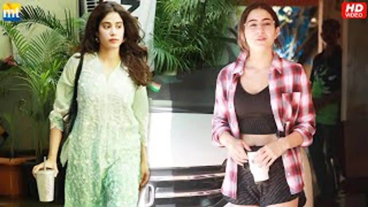 Sara Ali Khan post workout sessions in shorts, Janhvi Kapoor in desi avatar with coffee sip